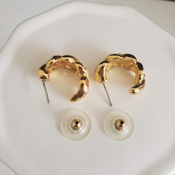 Joan Rivers Classic Collection Gold Tone Half Hoop Earrings with Crystals - Picture 5 of 8